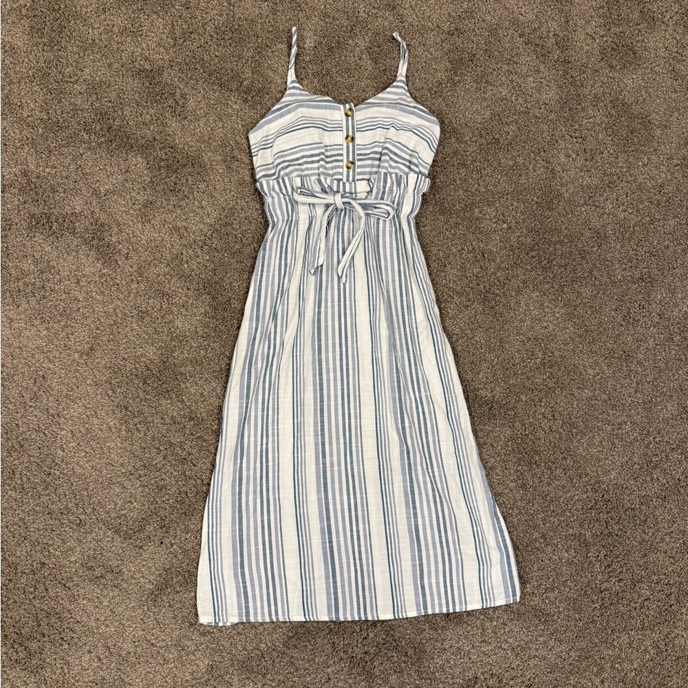 Japna - Blue and White Striped Midi Dress - XS